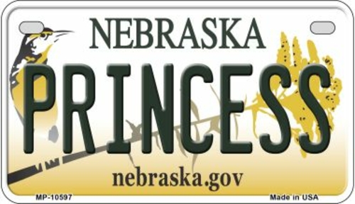 Smart Blonde MP-10597 7 x 4 in. Princess Nebraska Novelty Metal Motorc