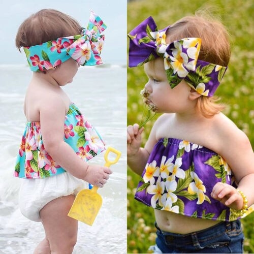 Baby Girl Clothes Floral Strapless Off shoulder