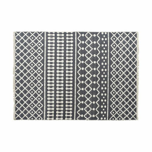 Carpet DKD Home Decor White Polyester Cotton Dark Grey (160 x 230 x 1