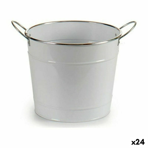 Planter With handles Silver Metal White (23 x 19,5 x 30,5 cm) (24