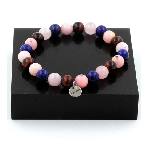 Rose Quartz + Red Tiger Eye + Lapis Lazuli + Pink Opal Bracelet