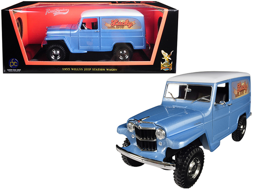 1955 Willys Jeep Station Wagon Silver Blue with White Top \Lucky\"