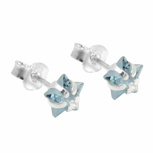 earrings studs star aqua silver 925