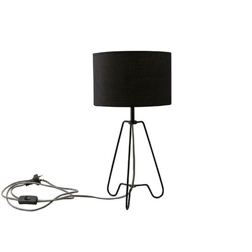 Black Metal Base Table Lamp with Black Shade