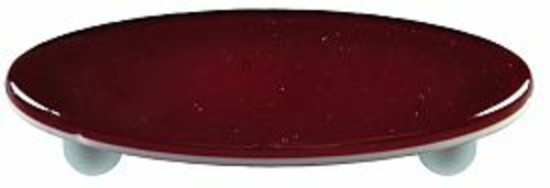 Hot Knobs HK1005-POA Garnet Red Oval Glass Cabinet Pull - Aluminum Pos