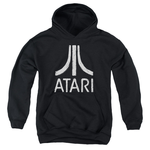 Trevco ATRI103-YFTH-1 Atari Rough Logo-Youth Pull-Over Hoodie, Bla