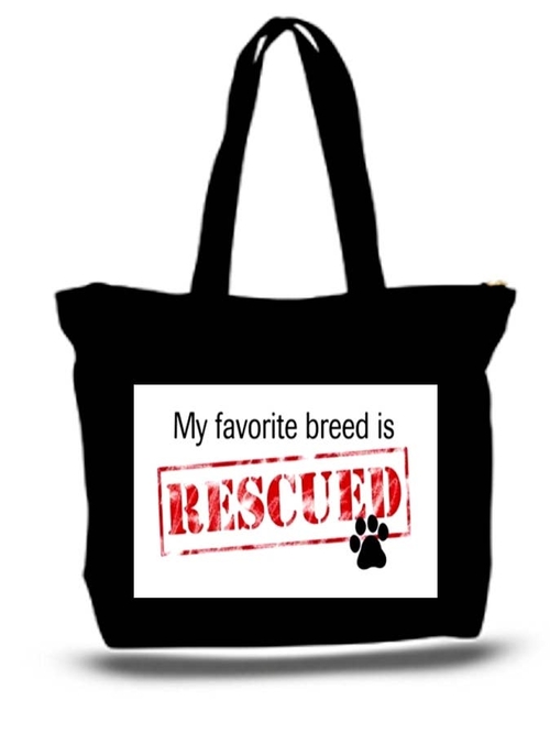 My Favorite Breed Of Dog Is Rescues Large Tote Grocery