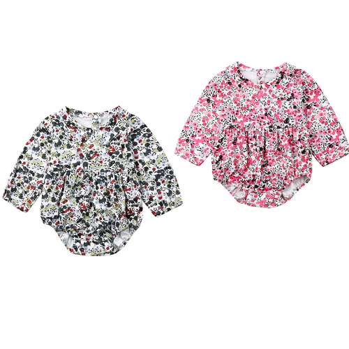 Newborn Infant Baby Girls Bodysuits Long Sleeve