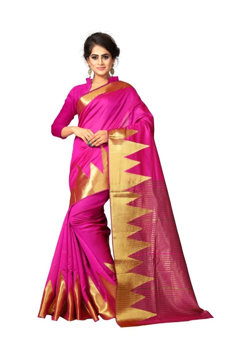 Generic Women's Cotton  Saree(Pink, 5.5-6 Mtr)