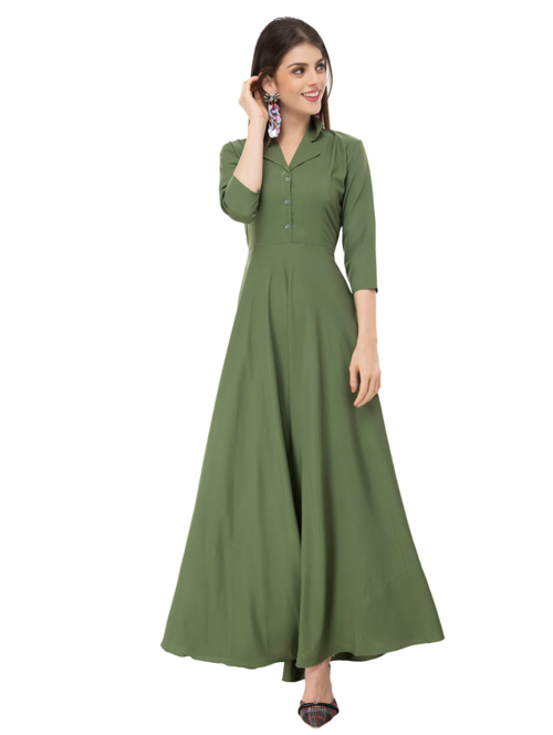 Women Fit and Flare Green Dress (Size XL)