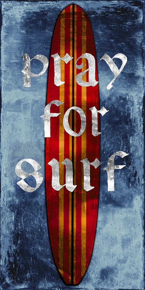 Artistic Home Gallery 1224E277TG Pray for Surf, Surfboard by Charl