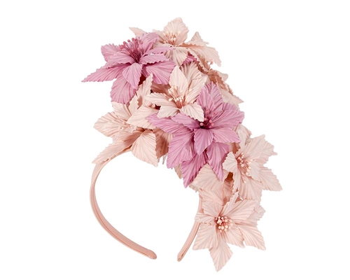 Bespoke pink flowers fascinator headband