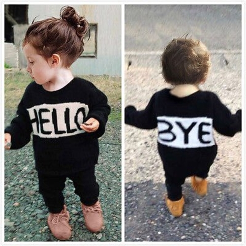 2016 2 pcs Kids Baby Girls Clothes Black Outfits