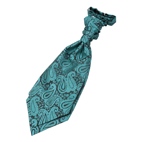 Paisley Pre-Tied Ruche Cravat - Boys - Teal