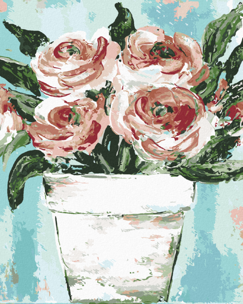 Paint by Numbers - PINK ROSES IN A POT (HALEY BUSH)