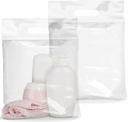 Pack of 500 Die Cut Zipper Bags 12 x 12. Clear Polyethylene Handle