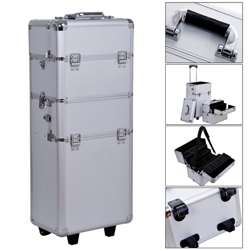 Soozier 2in1 Professional Makeup Train Case w/ Handle and Wheels -