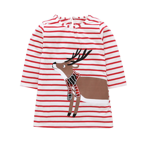 Toddler Baby Girls Striped Dress Christmas Deer