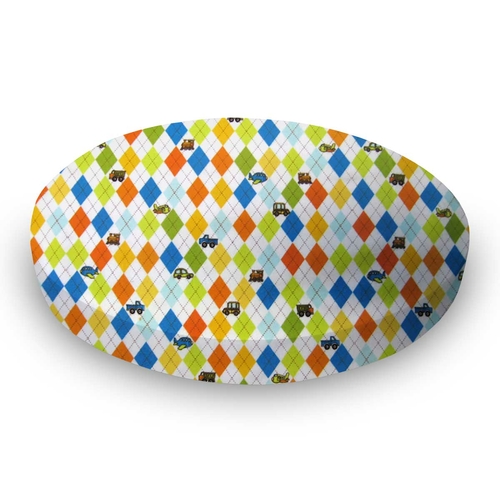 SheetWorld Fitted Round Crib Sheet - 100% Cotton Flannel - Argyle