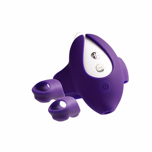 Kimi Rechargeable Dual Finger Vibe With Remote Control - Deep Purple