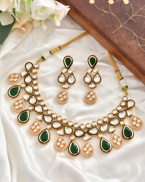 Gold Plated Bold Stunning Green Red Blue White Earrings Dangle Drop