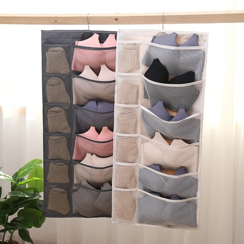 30 Mesh Pockets Hanging Closet Storage Bag Double