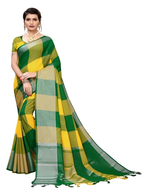 Generic Women's Cotton Saree (Multi, 5-6 Mtrs)