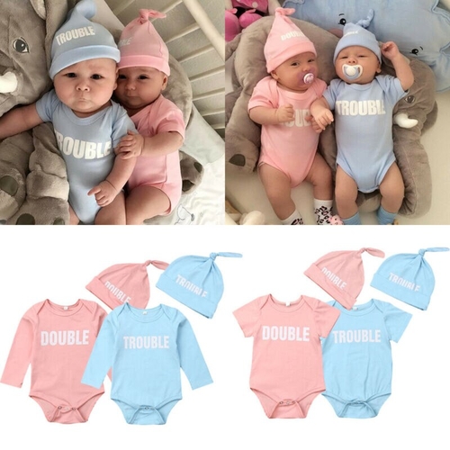 Newborn Twins Baby Bodysuit Clothes Boys Girls