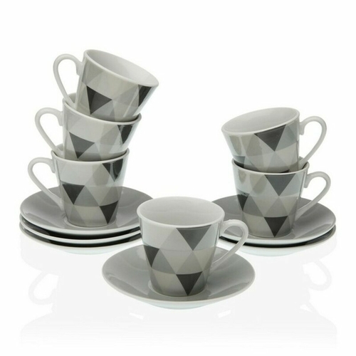 Set of Mugs with Saucers Versa Porcelain (6 Pieces) (5,8 x 6 x 5,8 cm)