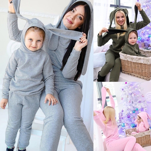 Mom Girl Matching One piece Hooded Jumpsuit Unisex