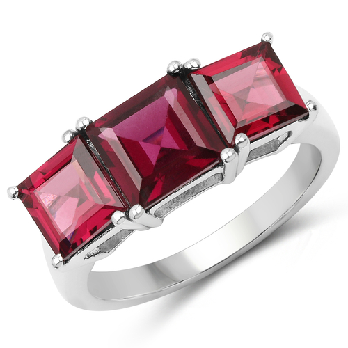 4.87 Carat Genuine Rhodolite .925 Sterling Silver Ring