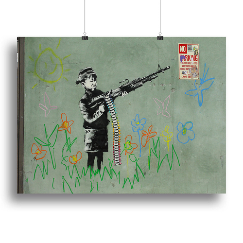 Banksy Crayon Child Soldier Canvas Print or Poster