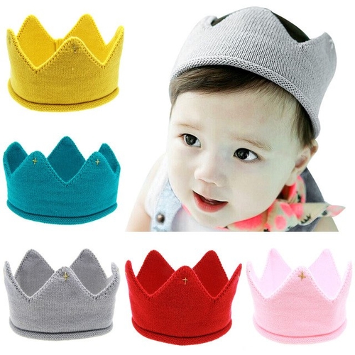 New Cute Baby Girls headband Crown Knit Headband