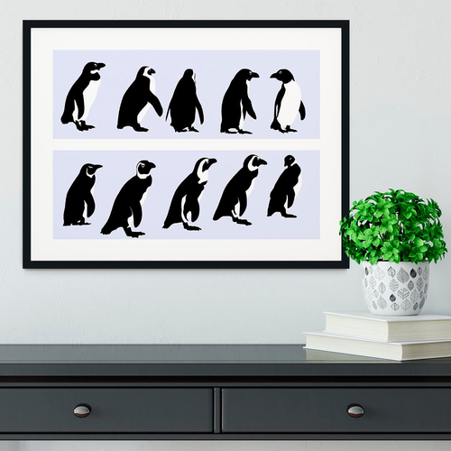 Penguins vector Framed Print