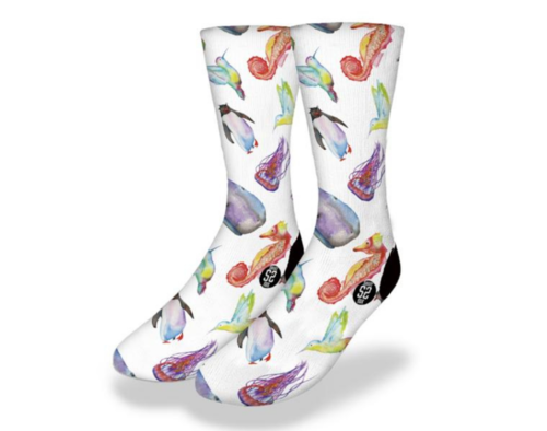 Main WATERCOLOR WILDLIFE Fun Sea Life Socks image