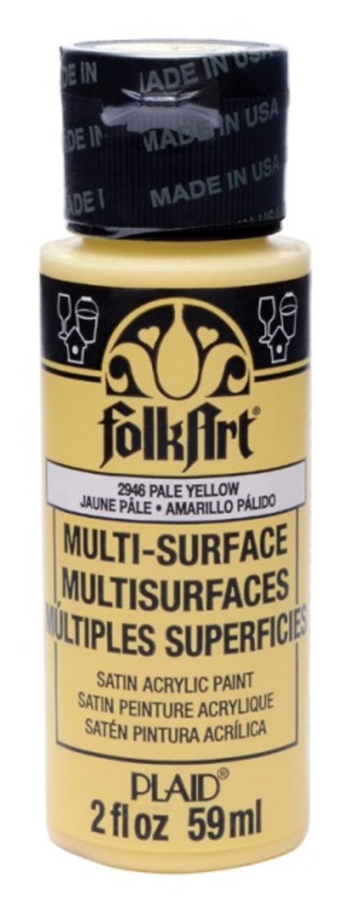Plaid 2946 2 oz Multi-Surface Satin Acrylic Paint  Pale Yellow - pack 