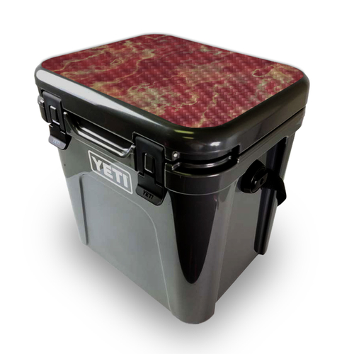 MightySkins CF-YEROA24LID-Crimson Marble Carbon Fiber Skin for Yeti Ro