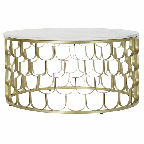 Side table DKD Home Decor 81 x 81 x 42 cm Golden White Plastic Marble