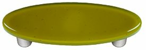 Hot Knobs HK1014-POA Chartreuse Oval Glass Cabinet Pull - Aluminum Pos