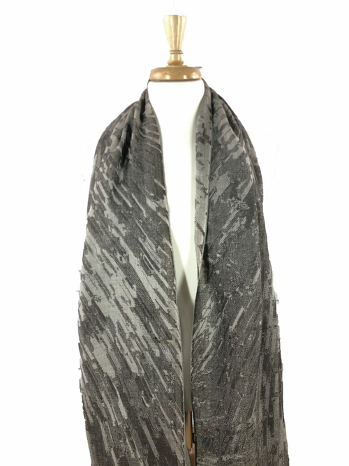 Spocket | Dropship | Bark Gray Cotton and Wool Blend Abstract Scarf