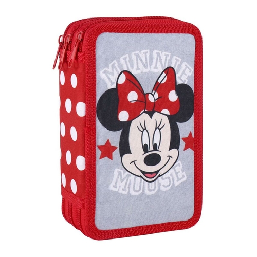 Triple Pencil Case Minnie Mouse 43 Pieces Red (12 x 19,5 x 6,5 cm)