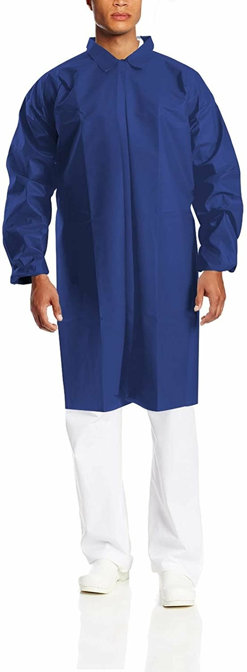 Blue Lab Coat Unisex Disposable Polyethylene Labcoat XL Size