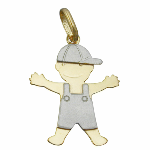 pendant boy two tone silver 925