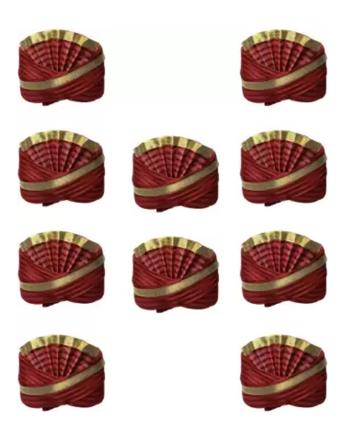 Men Self Design, Embellished Pagri Pack of 10