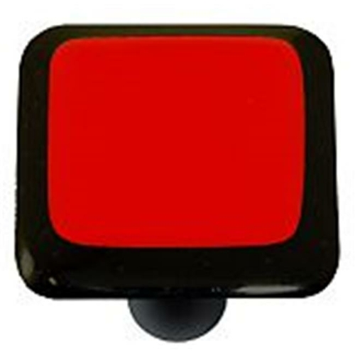 Hot Knobs HK5001-KB Black Border with Brick Red Square Glass Cabinet K