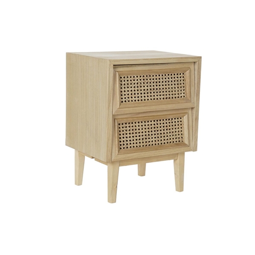 Nightstand DKD Home Decor Natural Rattan Paolownia wood (43 x 33,7 x