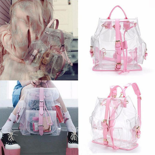 top brand Backpack Women Clear Plastic See Through