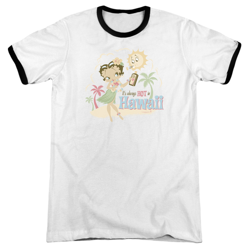 Trevco BB722-AR-5 Betty Boop & Hot in Hawaii Adult Ringer Short Sleeve