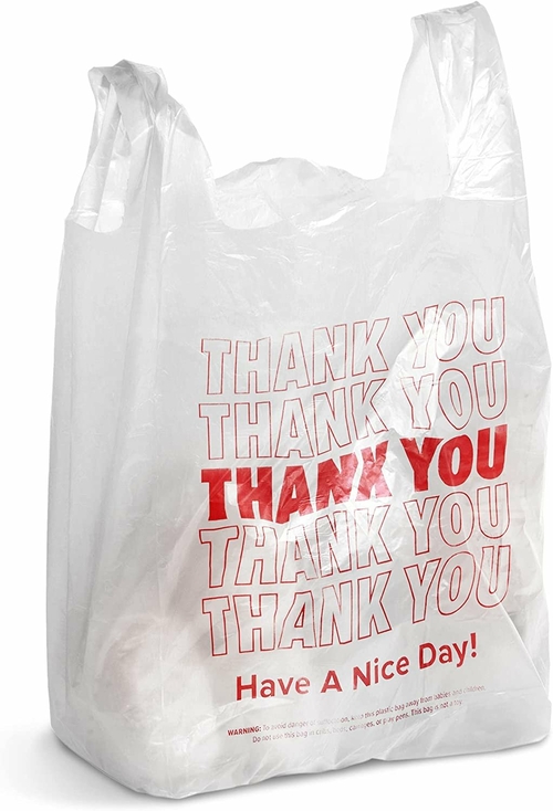 Pack of 2000 Thank You Plastic Bags 8 x 4 x 16. Carry-Out T-Shirt Bags