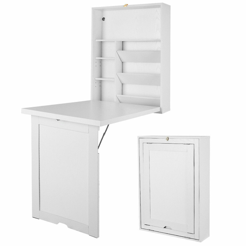 Folding Wall Mounted Drop Leaf Table, Space Saving Desk, Floating